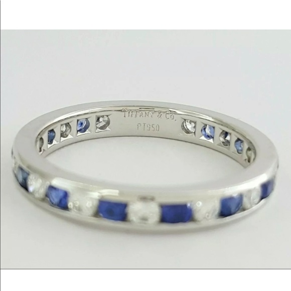 Auth Tiffany & Co Sapphire diamond eternity band - Picture 3 of 11